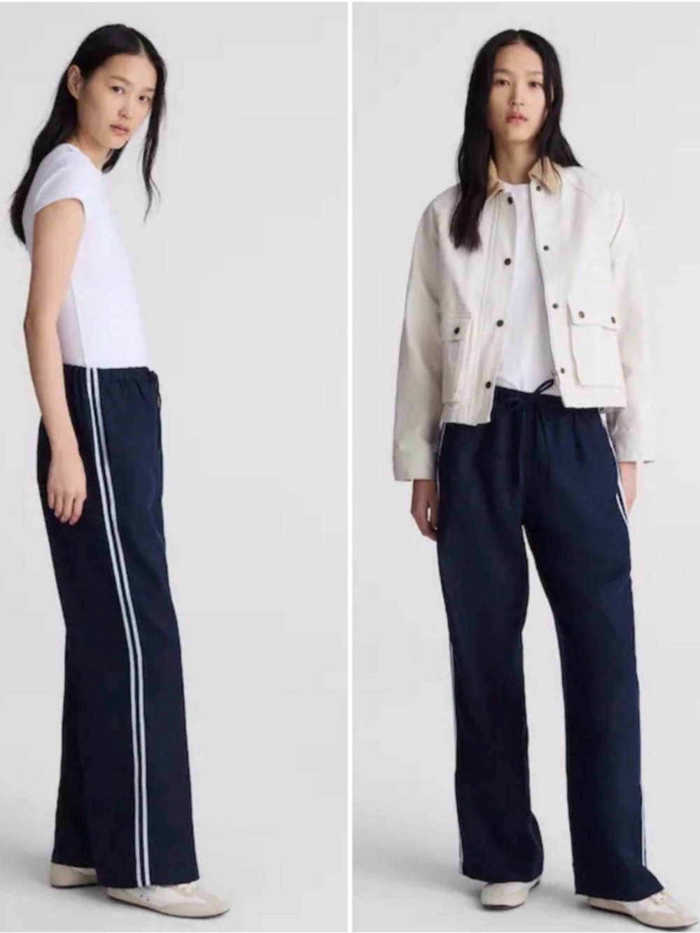 Madewell 100% Linen Pants, Navy w/ White Stripe, Size XS